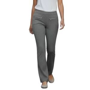 Ann Taylor Women Ponte Knit Pant PS Gray Zipper Pockets Bootcut Stretch Mid Rise